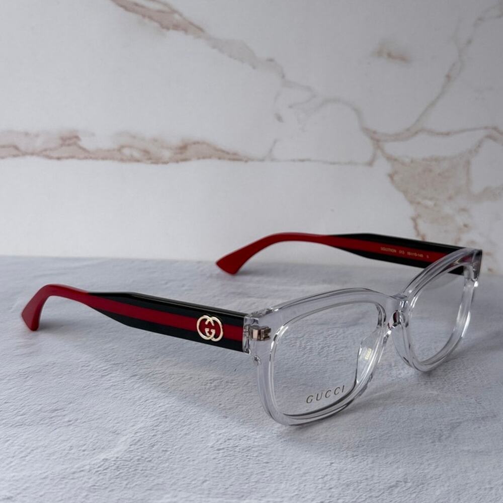 NEW Gucci GG0278ON Clear Striped Arm Eyeglasses Frames
